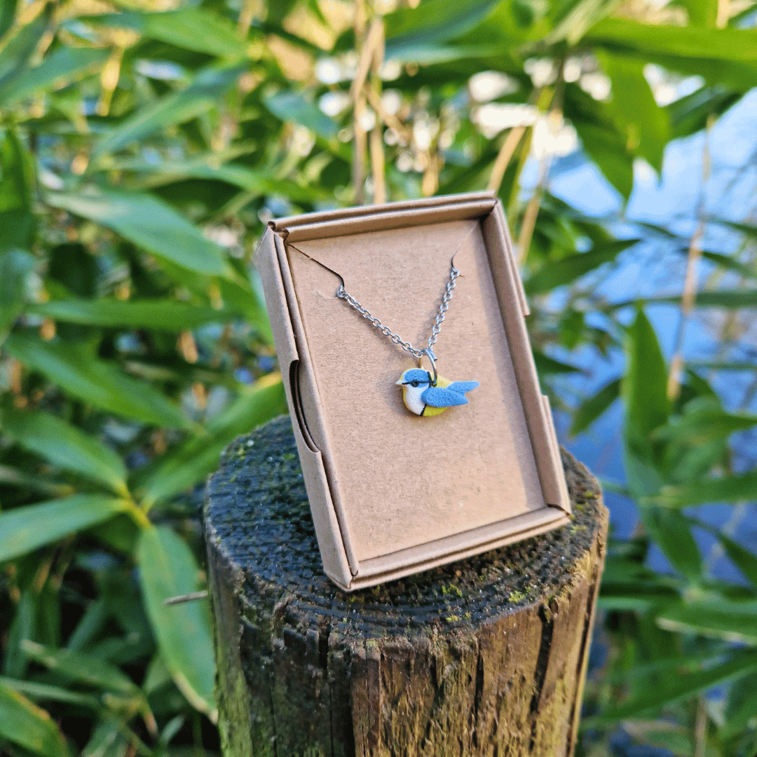Blue Tit British Bird Polymer Clay 20" Necklace