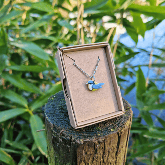Blue Tit British Bird Polymer Clay 20" Necklace
