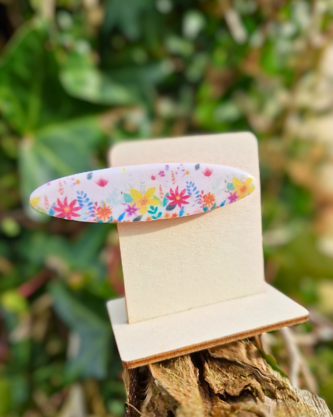 Subtle Spring Floral Print Polymer Clay Hair Clip