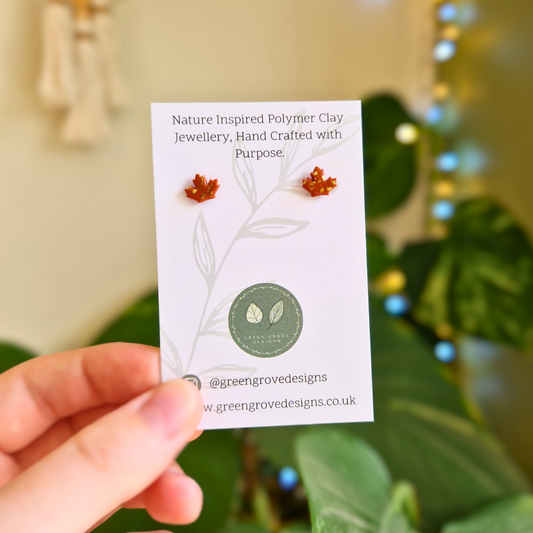 Gold Fleck Maple Leaf Stud Earrings