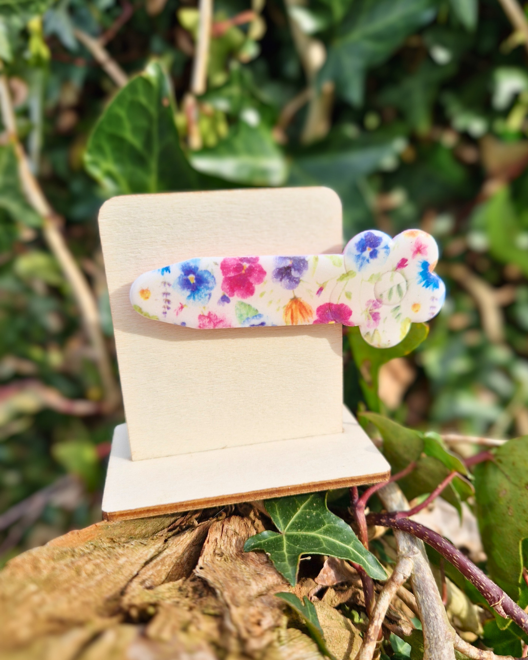 Spring Florals Flower Shaped Polymer Clay Hair Clip