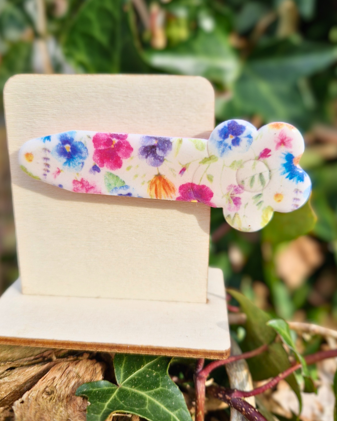 Spring Florals Flower Shaped Polymer Clay Hair Clip