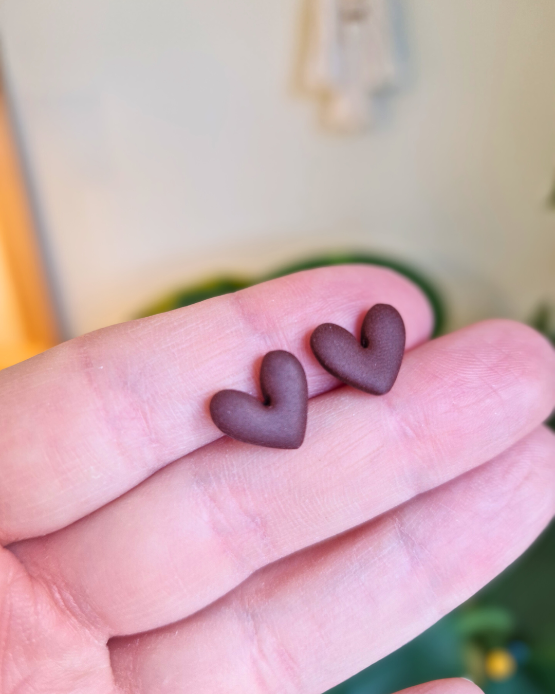 Classic Plum Heart Studs