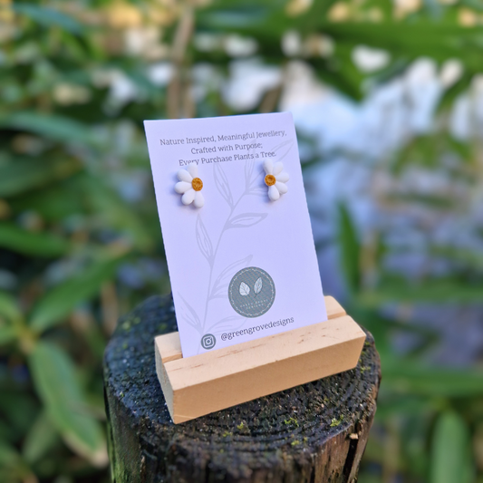 Mini Half Daisy Nature Stud Earrings, Hand Crafted in Dorset Thumbnail.