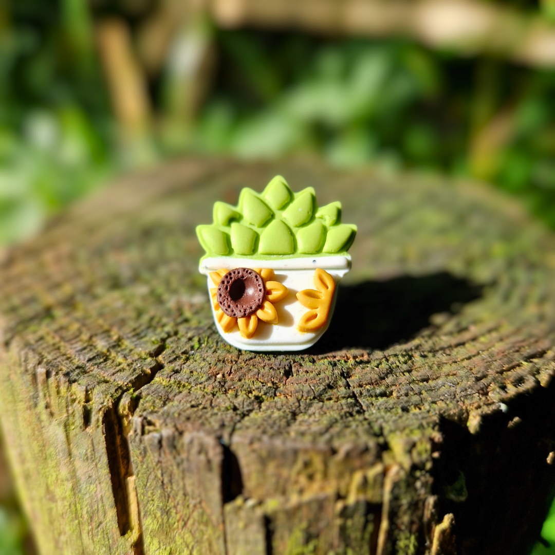 Sunflower Pot & Succulent Pin