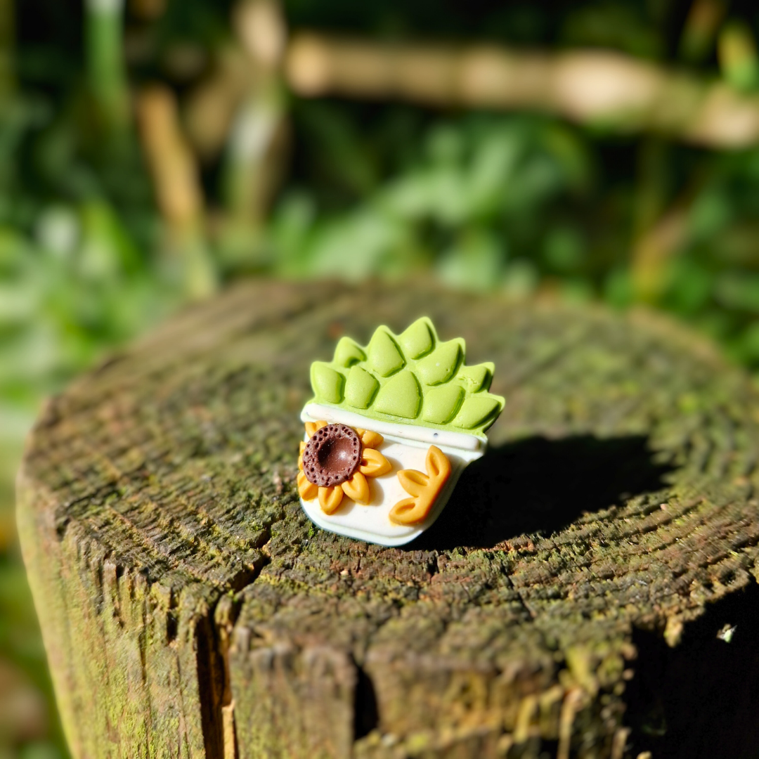 Sunflower Pot & Succulent Pin