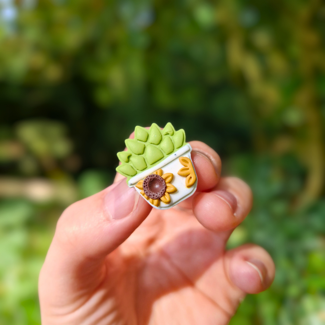 Sunflower Pot & Succulent Pin