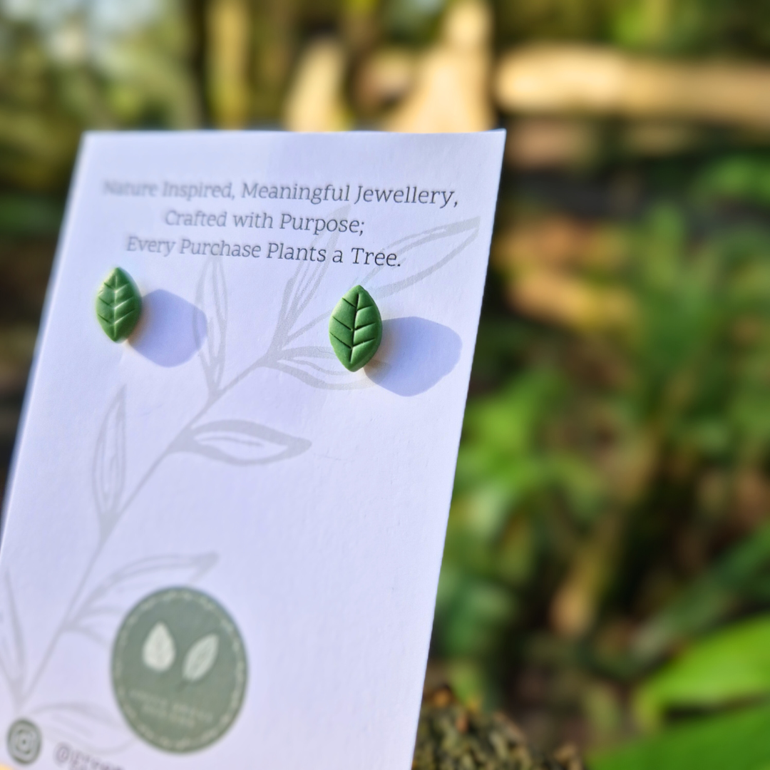 Teeny Leaf Polymer Clay Stud Earrings