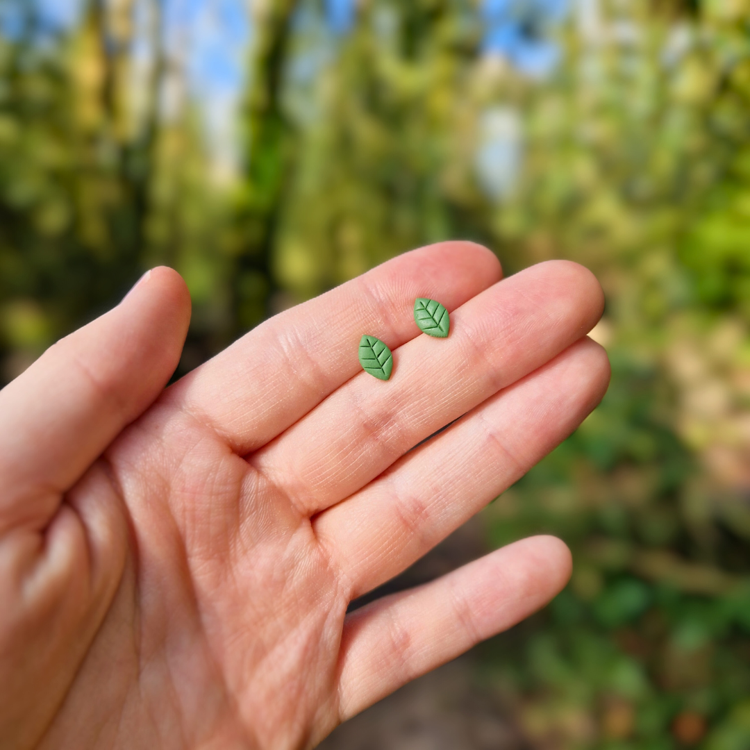 Teeny Leaf Polymer Clay Stud Earrings