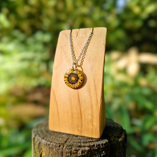 Circle Sunflower Print 20" Necklace