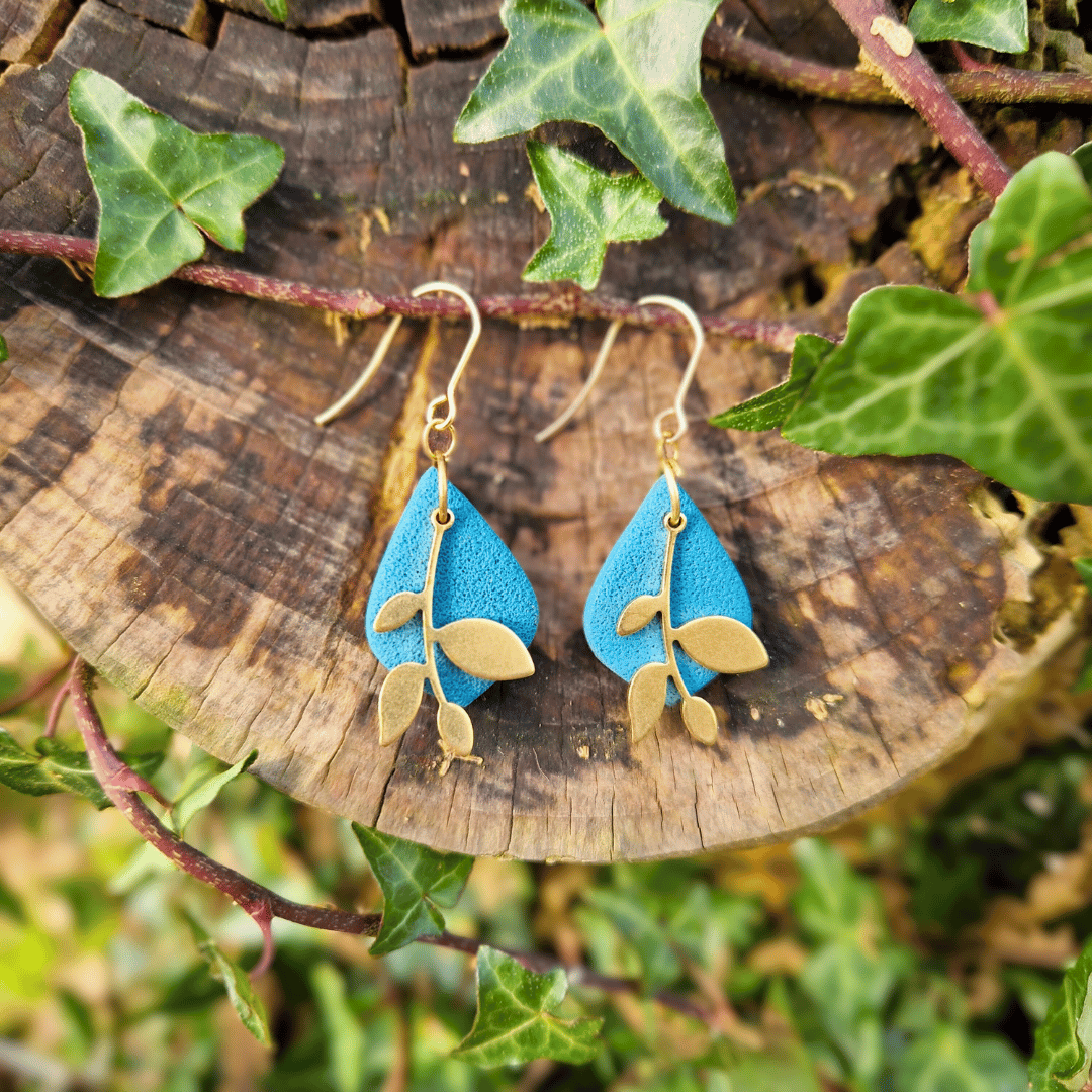 Classic Polymer Clay Diamond Leaf Hook Earrings - 4 colours