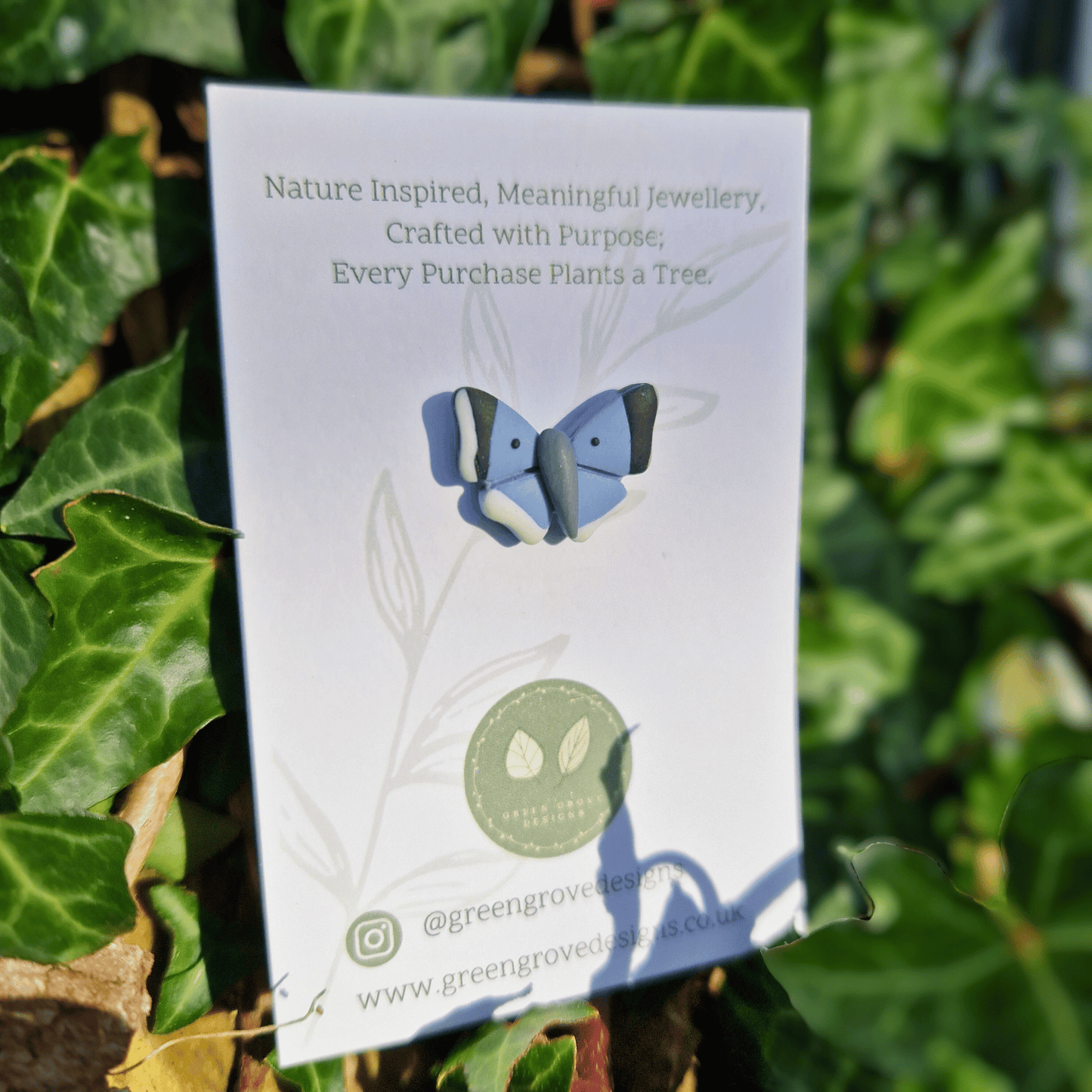 Holly Blue Butterfly Polymer Clay Pin