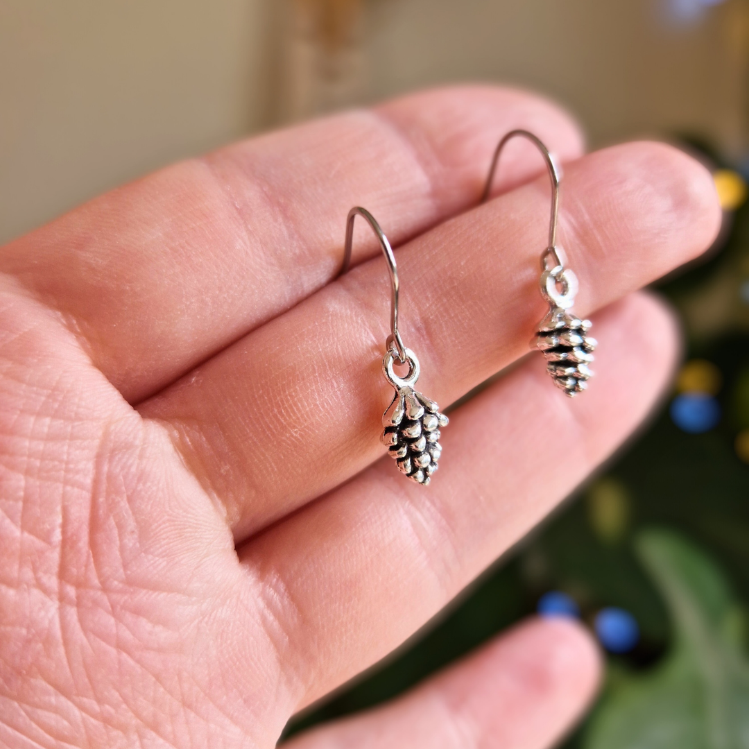 Pinecone Charm Drop Earrings