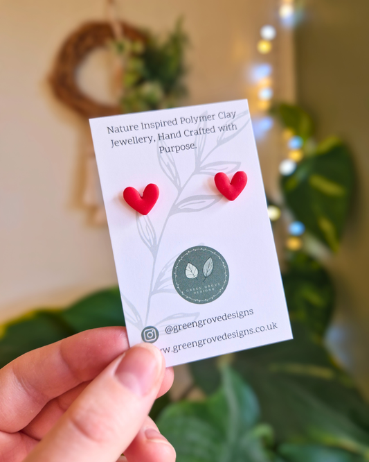 Classic Red Heart Studs