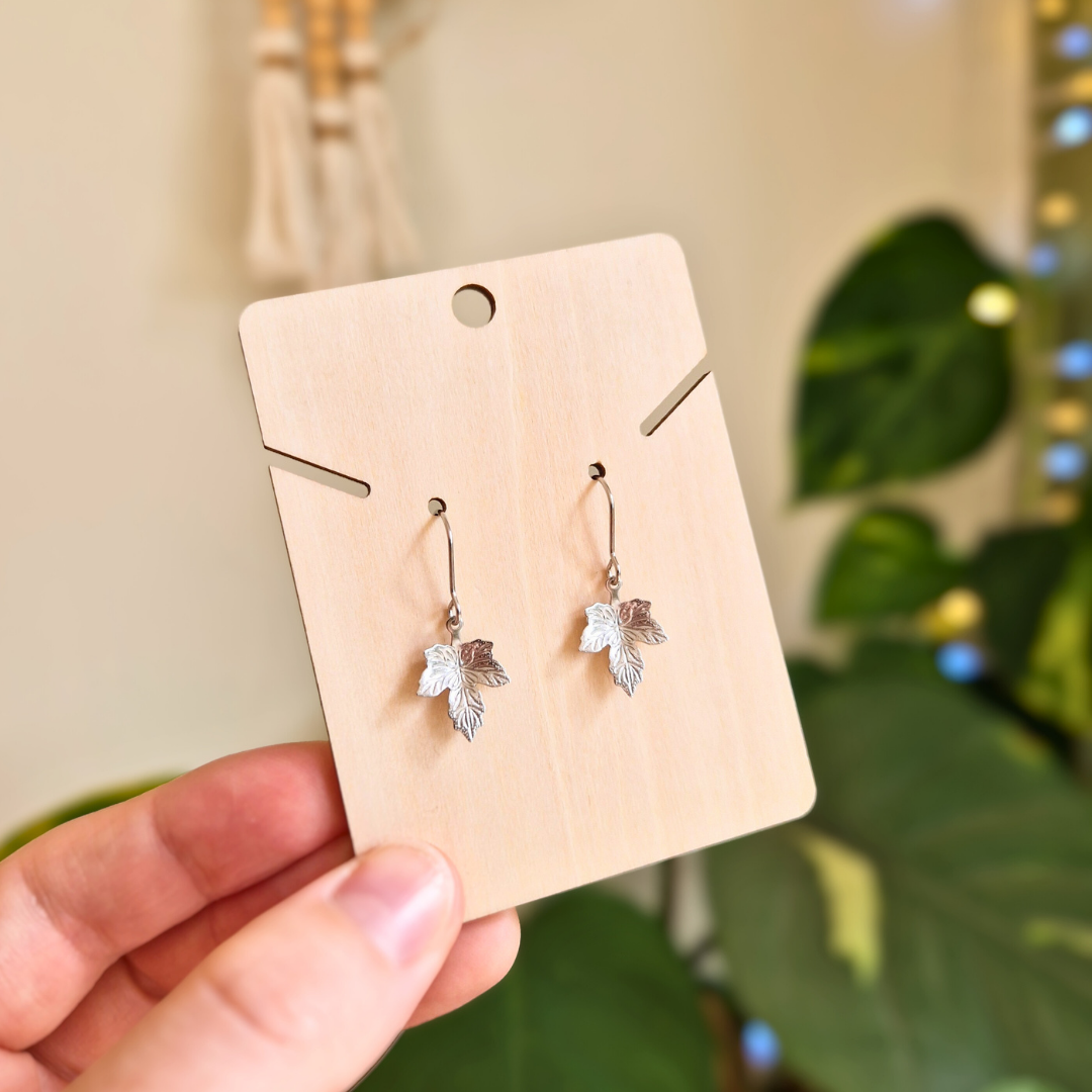 Maple Leaf Charm Drop Earrings