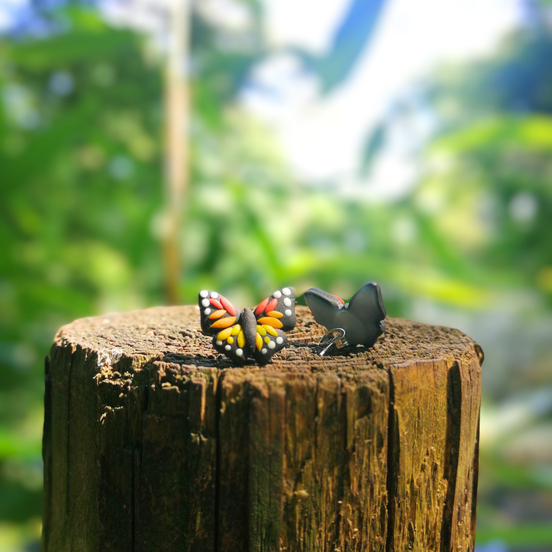 Monarch Butterfly Polymer Clay Stud Earrings