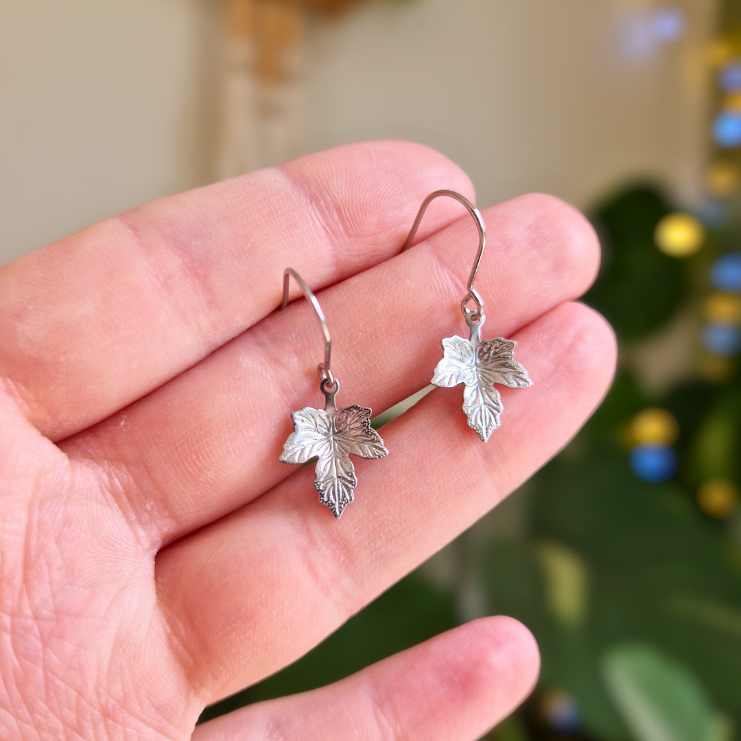Maple Leaf Charm Drop Earrings