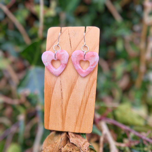 Translucent Effect Hollow Heart Hook Earrings