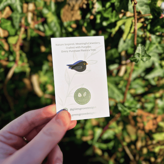 Blackbird British Bird Polymer Clay Pin