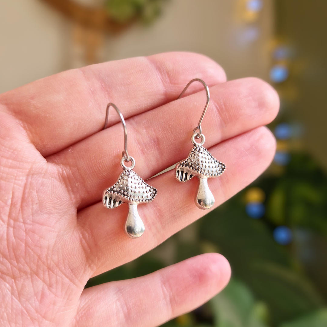 Toadstool Charm Drop Earrings