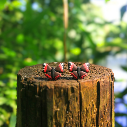 Red Admiral Butterfly Polymer Clay Stud Earrings