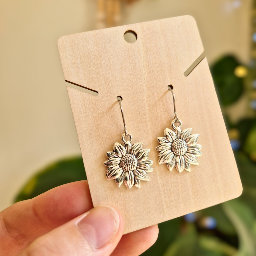 Sunflower Charm Drop Earrings