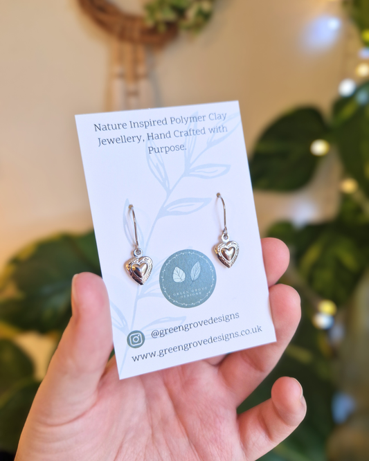 Ornate Heart Charm Drop Earrings