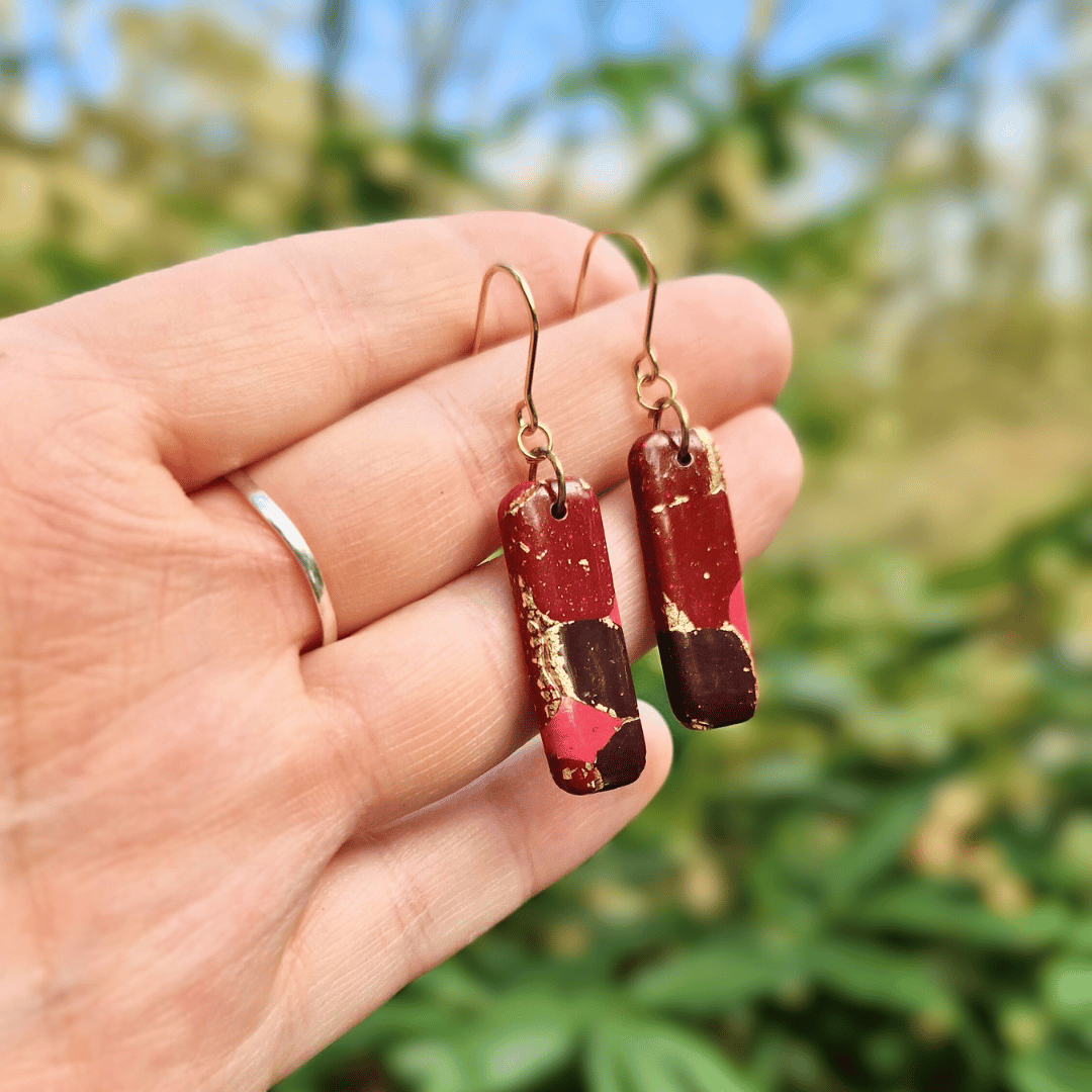 Hand for Scale Image for Option 2 of the Zero Waste Everyday Earrings, with Nature Background in Dorset.