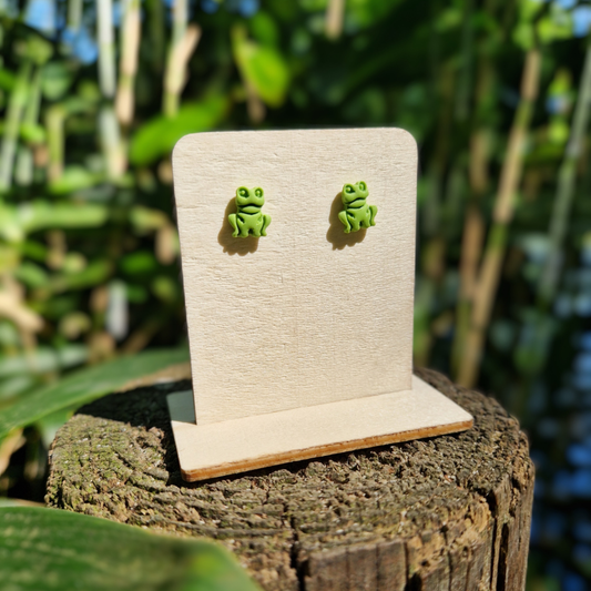 Polymer Clay Teeny Frog Stud Earrings