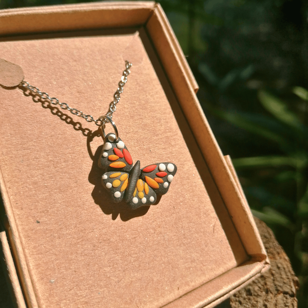 Monarch Butterfly Polymer Clay 20" Necklace