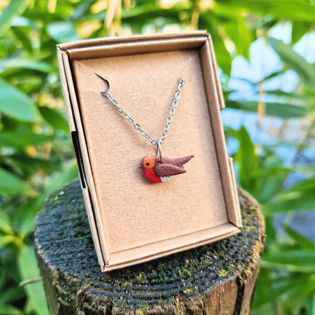 Robin British Bird Polymer Clay 20" Necklace