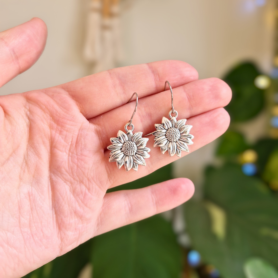 Sunflower Charm Drop Earrings