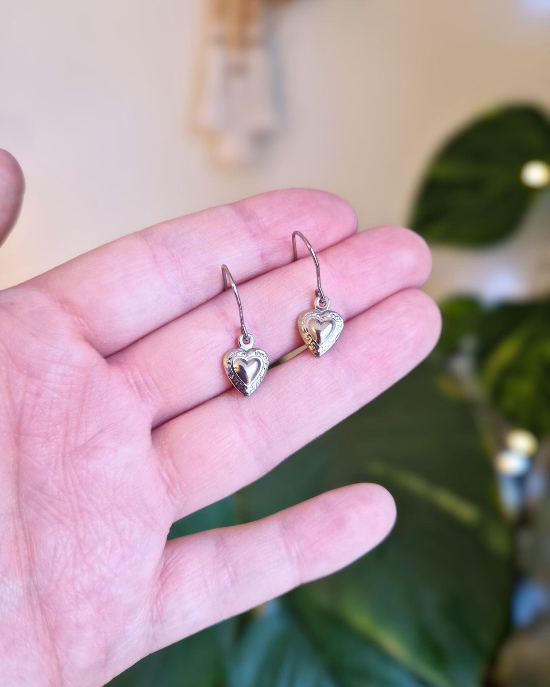 Ornate Heart Charm Drop Earrings