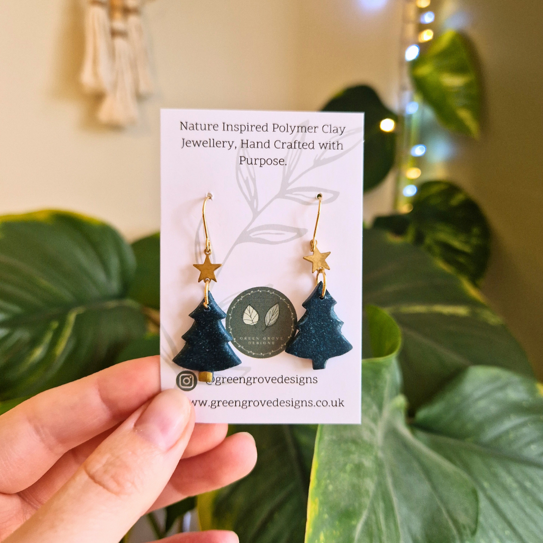 Star on Top of the Tree Hook Earrings