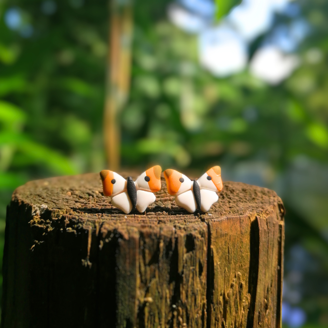 Orange-Tip Butterfly Polymer Clay Stud Earrings