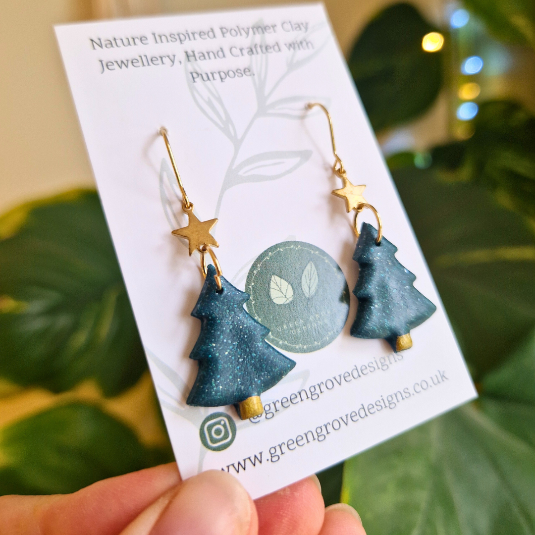 Star on Top of the Tree Hook Earrings