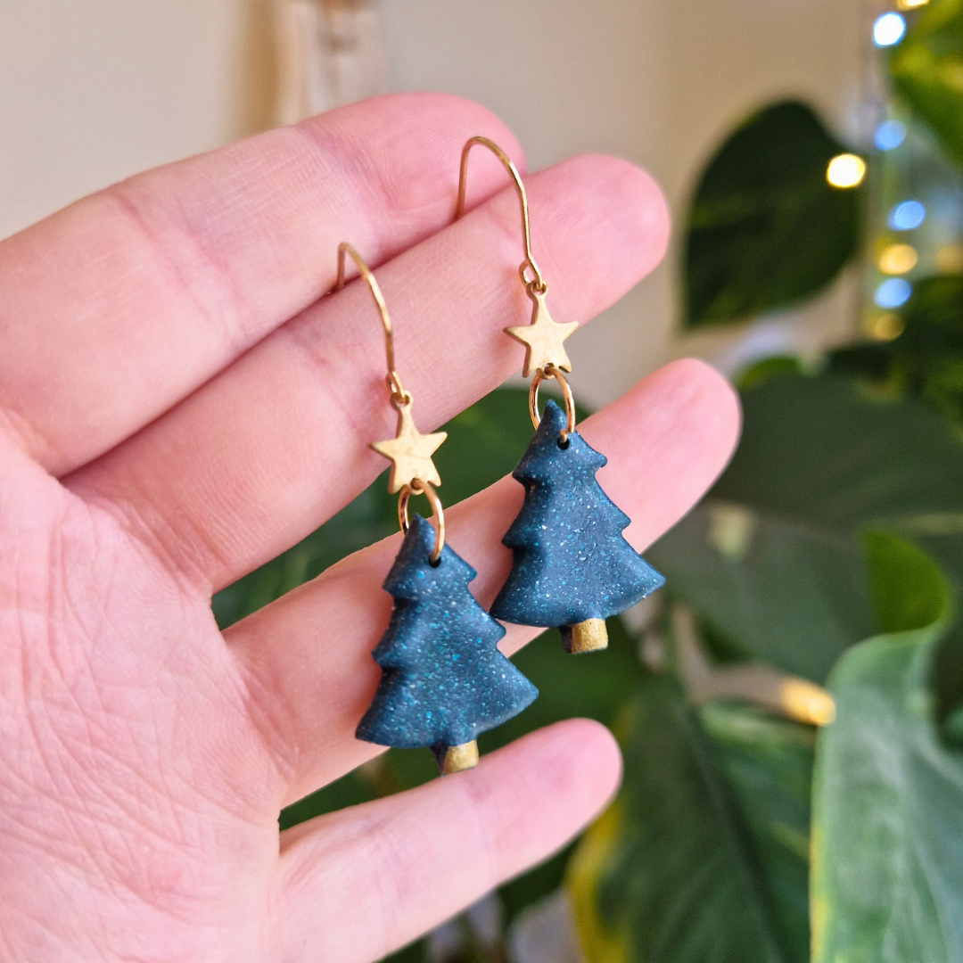Star on Top of the Tree Hook Earrings