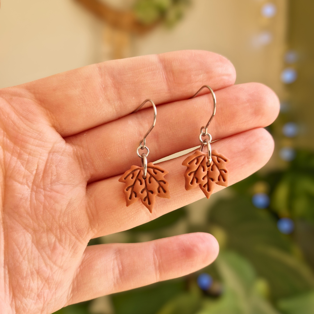Intricate Maple Leaf Drop Earrings