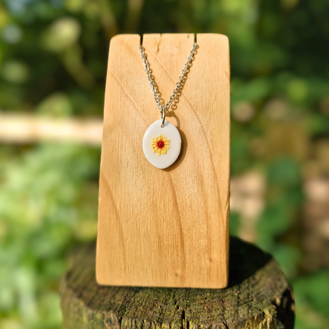 Sunflower Transfer Classic Oval 20" Necklace