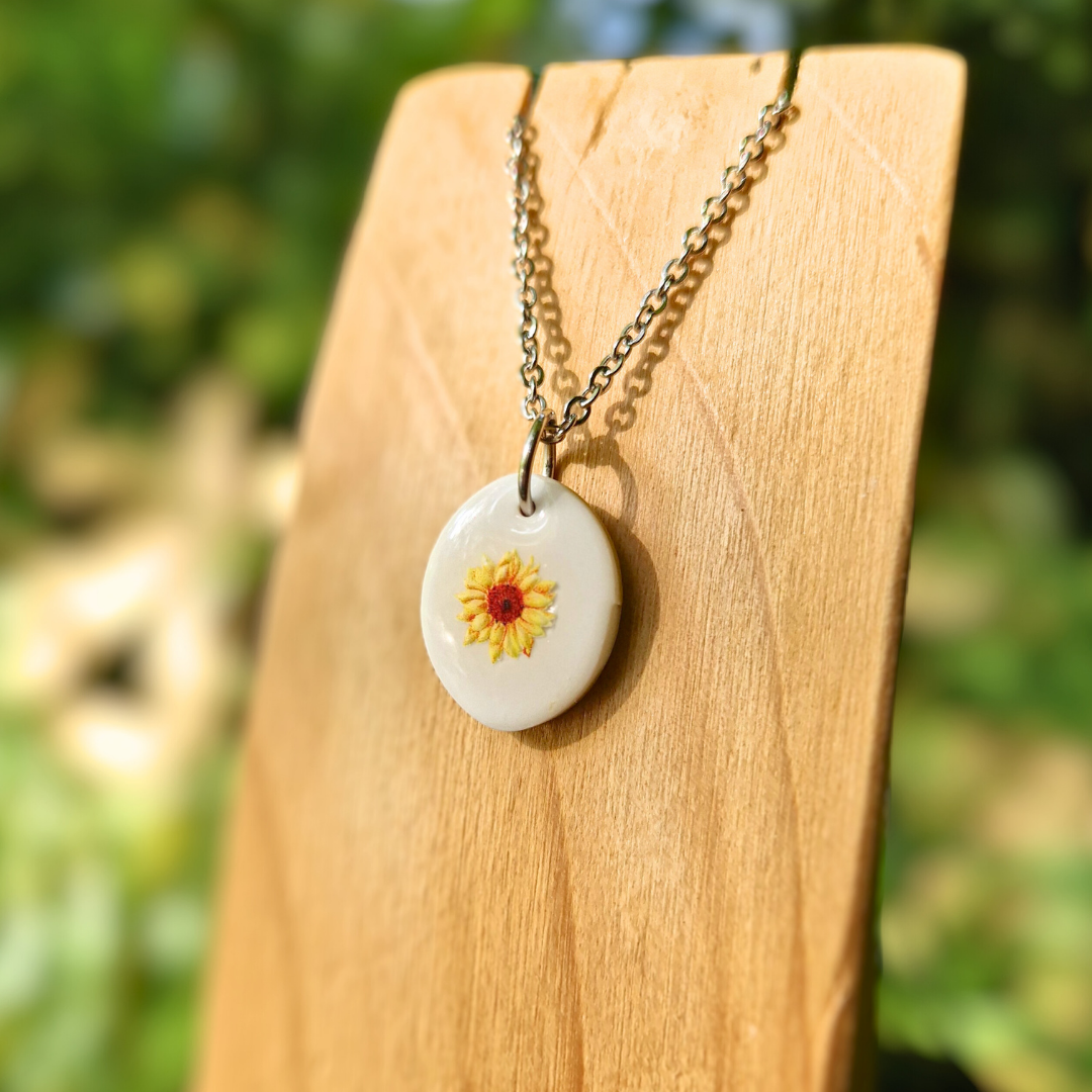 Sunflower Transfer Classic Oval 20" Necklace