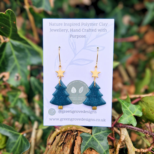 Star on Top of the Tree Hook Earrings