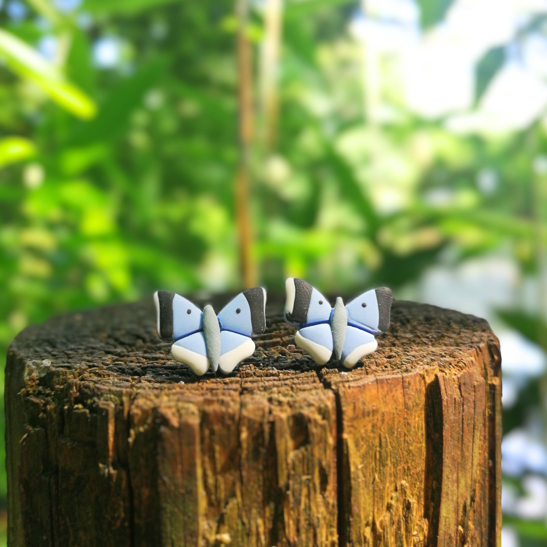 Holly Blue Butterfly Polymer Clay Stud Earrings