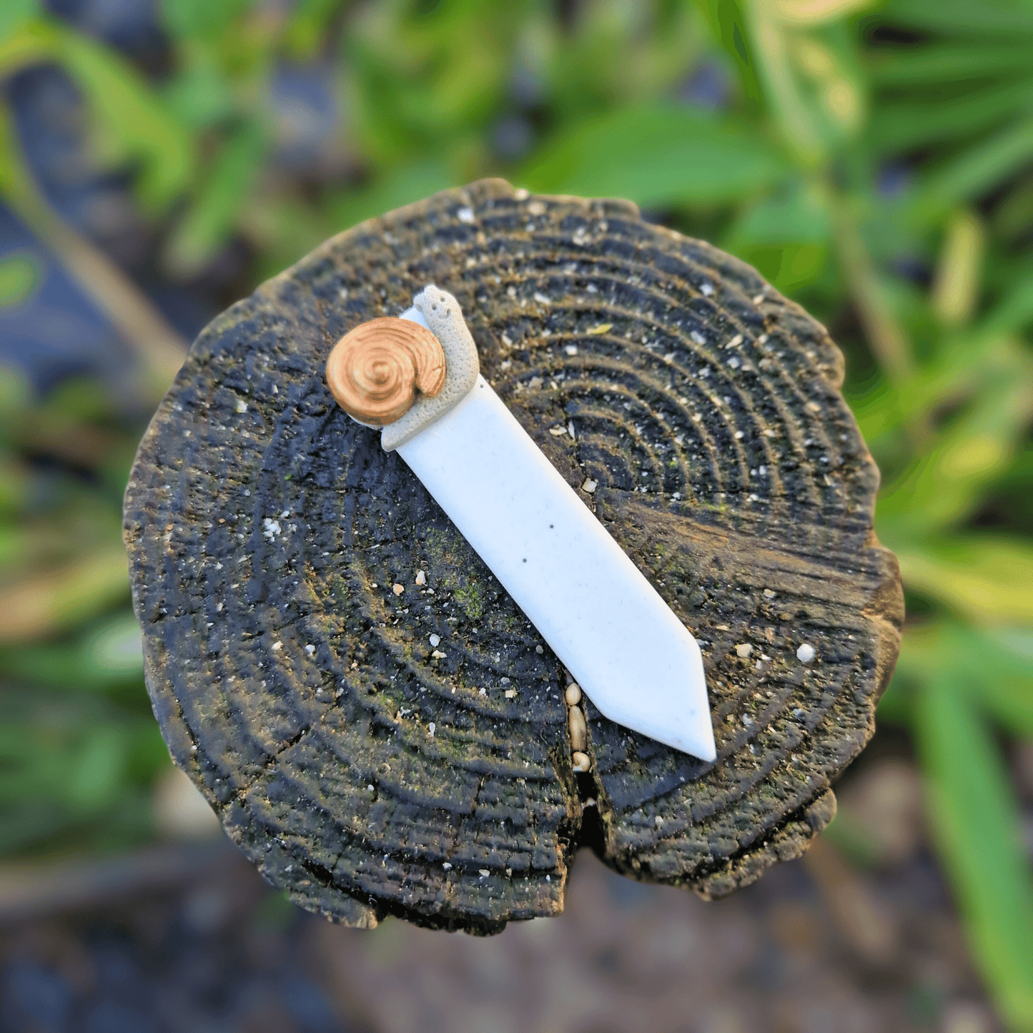 Happy Snail Polymer Clay Decorative Plant Tag