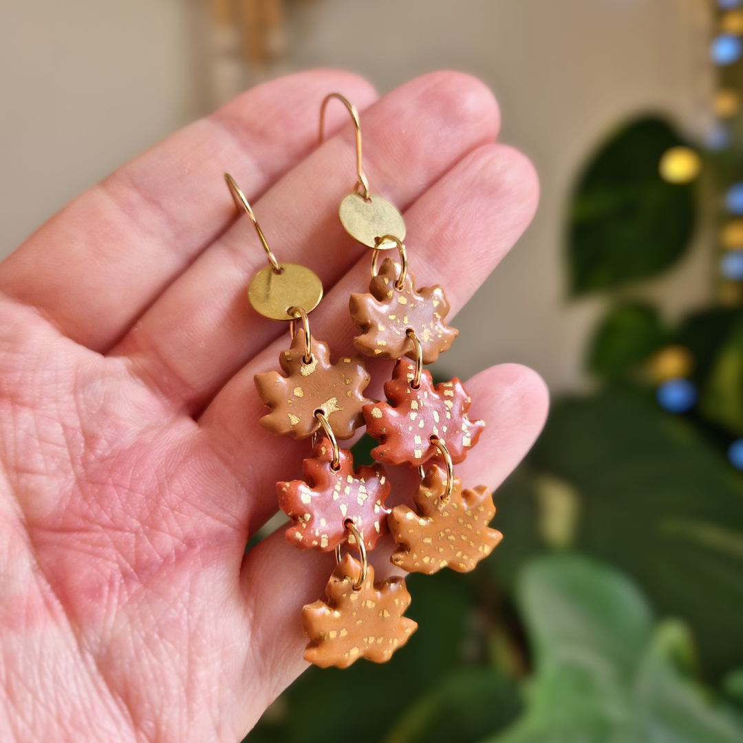 Trio Maple Leaf Drop Earrings
