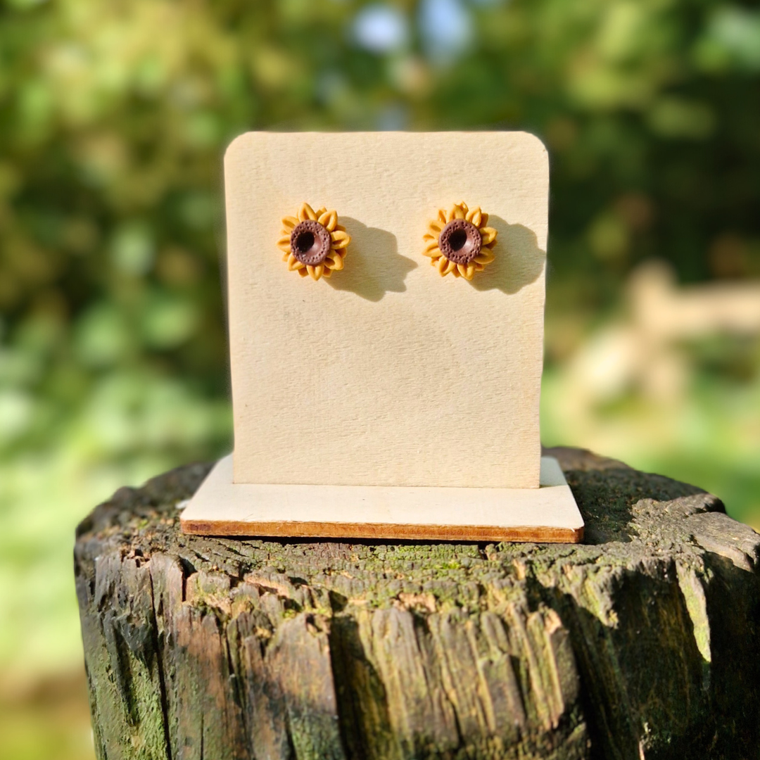 Hand Detailed Sunflower Studs