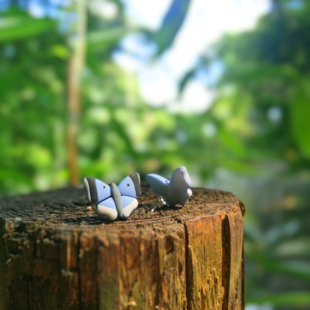 Holly Blue Butterfly Polymer Clay Stud Earrings