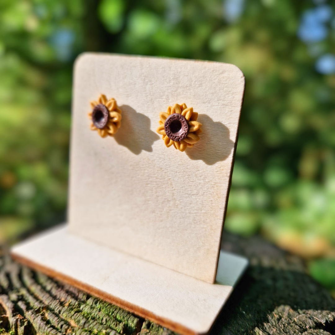 Hand Detailed Sunflower Studs