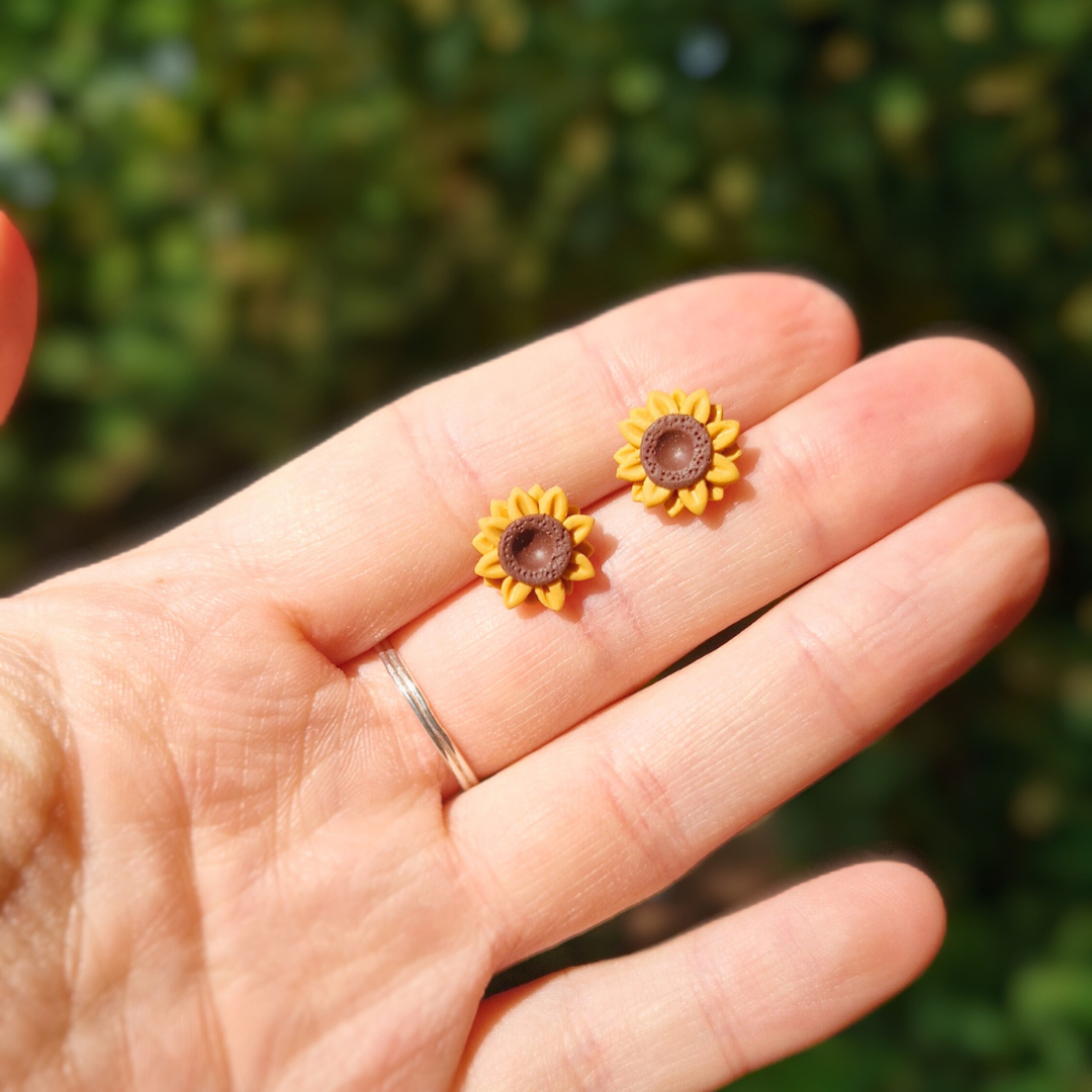 Hand Detailed Sunflower Studs