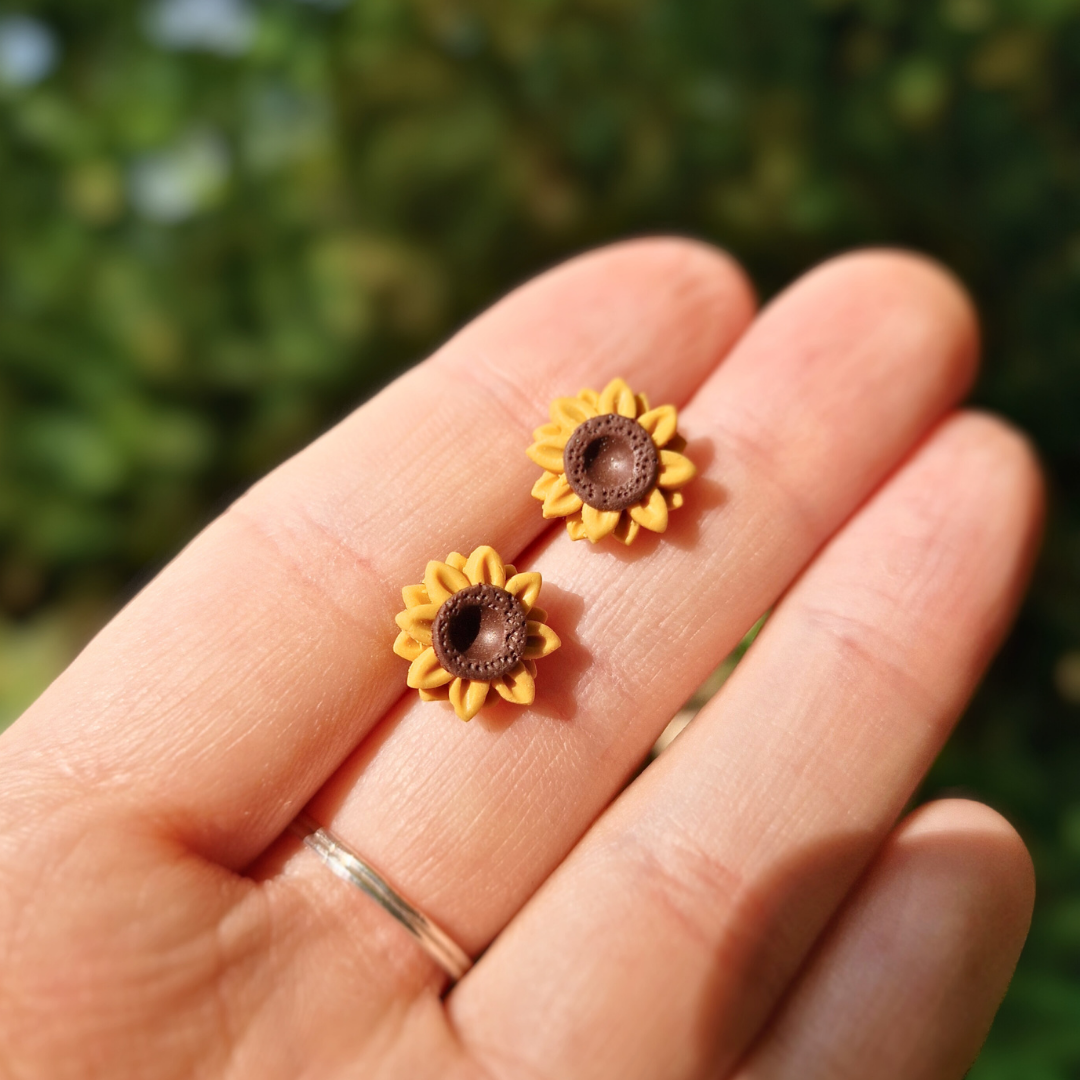 Hand Detailed Sunflower Studs