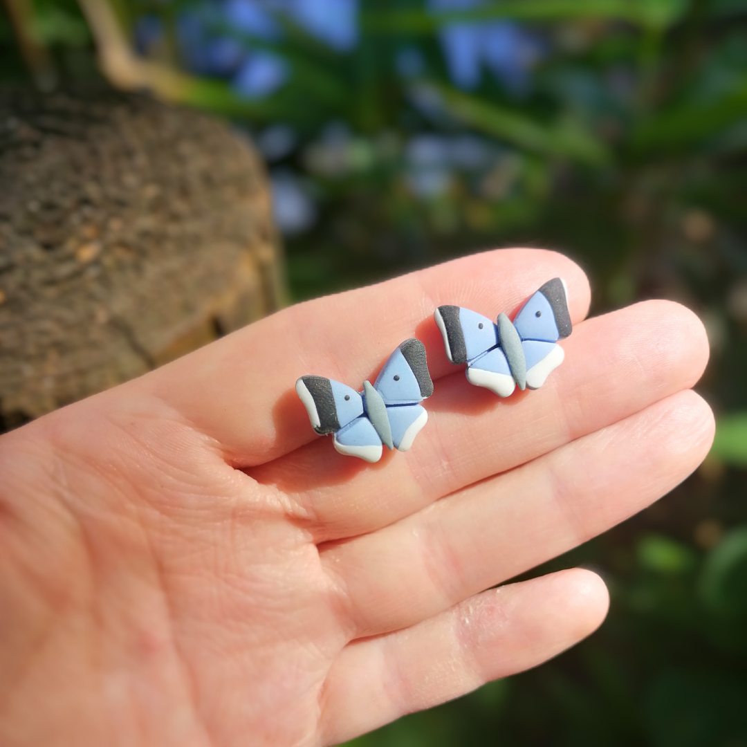 Holly Blue Butterfly Polymer Clay Stud Earrings